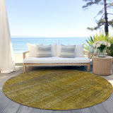 Homeroots 8' Round Chocolate Round Striped Washable Non Skid Indoor Outdoor Area Rug Chocolate Polyester 562583