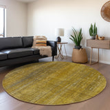 Homeroots 8' Round Chocolate Round Striped Washable Non Skid Indoor Outdoor Area Rug Chocolate Polyester 562583