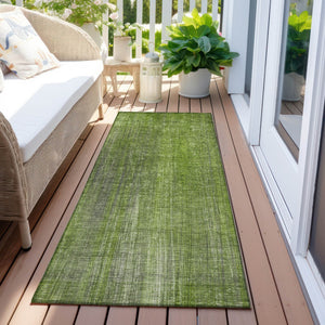 Homeroots 5' Blue Striped Washable Non-skid Area Rug - Perfect For Indoor & Outdoor Spaces, Stain Resistant Style Green Polyester 562588