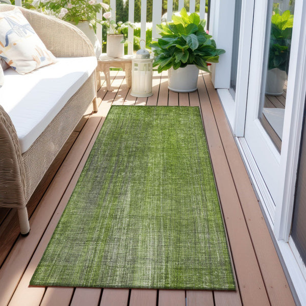 Homeroots 5' Blue Striped Washable Non-skid Area Rug - Perfect For Indoor & Outdoor Spaces, Stain Resistant Style Green Polyester 562588