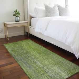 Homeroots 5' Blue Striped Washable Non-skid Area Rug - Perfect For Indoor & Outdoor Spaces, Stain Resistant Style Green Polyester 562588