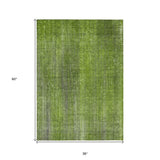 Homeroots 3' X 5' Green Striped Washable Non Skid Indoor Outdoor Area Rug Green Polyester 562590