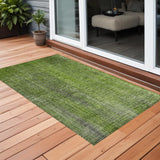 Homeroots 3' X 5' Green Striped Washable Non Skid Indoor Outdoor Area Rug Green Polyester 562590