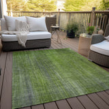 Homeroots 3' X 5' Green Striped Washable Non Skid Indoor Outdoor Area Rug Green Polyester 562590