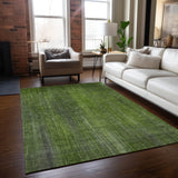 Homeroots 3' X 5' Green Striped Washable Non Skid Indoor Outdoor Area Rug Green Polyester 562590