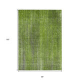 Homeroots 8' X 10' Green Striped Washable Non Skid Indoor Outdoor Area Rug Green Polyester 562593