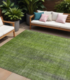 Homeroots 8' X 10' Green Striped Washable Non Skid Indoor Outdoor Area Rug Green Polyester 562593