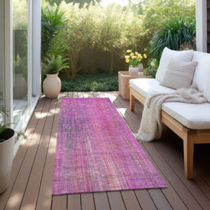 Homeroots 5' Blue Striped Washable Non-skid Area Rug - Perfect For Indoor & Outdoor Spaces, Stain Resistant Style Lilac Polyester 562597