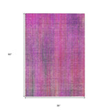 Homeroots 3' X 5' Lilac Striped Washable Non Skid Indoor Outdoor Area Rug Lilac Polyester 562599