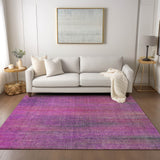 Homeroots 3' X 5' Lilac Striped Washable Non Skid Indoor Outdoor Area Rug Lilac Polyester 562599