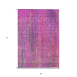 Homeroots 5' Blue Striped Washable Non-skid Area Rug - Perfect For Indoor & Outdoor Spaces, Stain Resistant Style 5' X 8' Polyester 562600