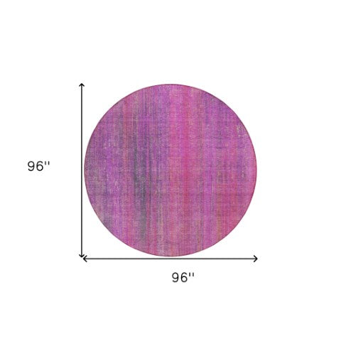 Homeroots 5' Blue Striped Washable Non-skid Area Rug - Perfect For Indoor & Outdoor Spaces, Stain Resistant Style 8' Round Polyester 562601