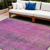 Homeroots 8' X 10' Lilac Striped Washable Non Skid Indoor Outdoor Area Rug Lilac Polyester 562602