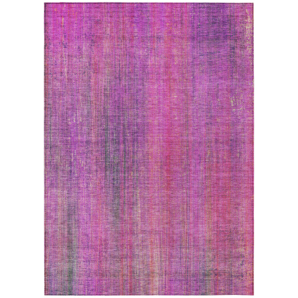 Homeroots 8' X 10' Lilac Striped Washable Non Skid Indoor Outdoor Area Rug Lilac Polyester 562602