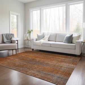 Homeroots 5' Blue Striped Washable Non-skid Area Rug - Perfect For Indoor & Outdoor Spaces, Stain Resistant Style 9' X 12' Polyester 562612