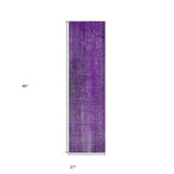 Homeroots 8' Runner Purple Striped Washable Non Skid Indoor Outdoor Runner Rug Purple Polyester 562615