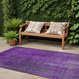 Homeroots 8' Runner Purple Striped Washable Non Skid Indoor Outdoor Runner Rug Purple Polyester 562615