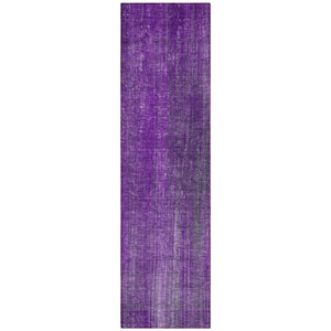 Homeroots 8' Runner Purple Striped Washable Non Skid Indoor Outdoor Runner Rug Purple Polyester 562615
