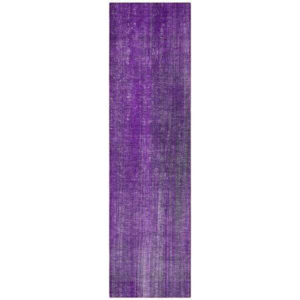 Homeroots 8' Runner Purple Striped Washable Non Skid Indoor Outdoor Runner Rug Purple Polyester 562615