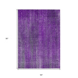 Homeroots 5' X 8' Purple Striped Washable Non Skid Indoor Outdoor Area Rug Purple Polyester 562618