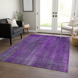 Homeroots 5' X 8' Purple Striped Washable Non Skid Indoor Outdoor Area Rug Purple Polyester 562618