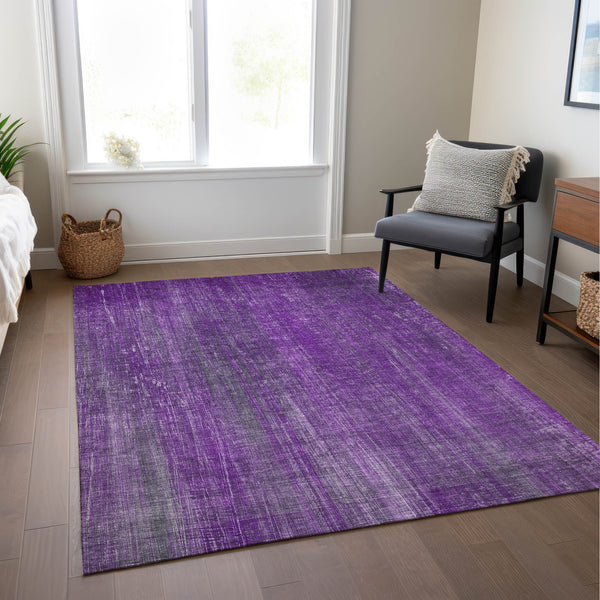 Homeroots 5' X 8' Purple Striped Washable Non Skid Indoor Outdoor Area Rug Purple Polyester 562618