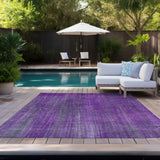 Homeroots 5' X 8' Purple Striped Washable Non Skid Indoor Outdoor Area Rug Purple Polyester 562618