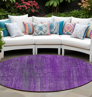 Homeroots 5' Blue Striped Washable Non-skid Area Rug - Perfect For Indoor & Outdoor Spaces, Stain Resistant Style 8' Round Polyester 562619