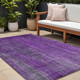 Homeroots 8' X 10' Purple Striped Washable Non Skid Indoor Outdoor Area Rug Purple Polyester 562620