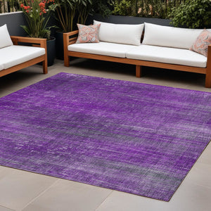 Homeroots 5' Blue Striped Washable Non-skid Area Rug - Perfect For Indoor & Outdoor Spaces, Stain Resistant Style 9' X 12' Polyester 562621