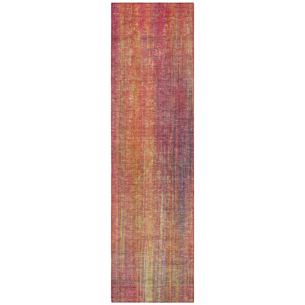 Homeroots 5' Blue Striped Washable Non-skid Area Rug - Perfect For Indoor & Outdoor Spaces, Stain Resistant Style Red Polyester 562624