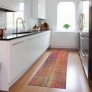 Homeroots 5' Blue Striped Washable Non-skid Area Rug - Perfect For Indoor & Outdoor Spaces, Stain Resistant Style Red Polyester 562624