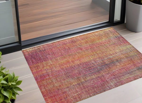 Homeroots 5' Blue Striped Washable Non-skid Area Rug - Perfect For Indoor & Outdoor Spaces, Stain Resistant Style 3' X 5' Polyester 562626