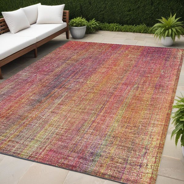 Homeroots 5' Blue Striped Washable Non-skid Area Rug - Perfect For Indoor & Outdoor Spaces, Stain Resistant Style 5' X 8' Polyester 562627
