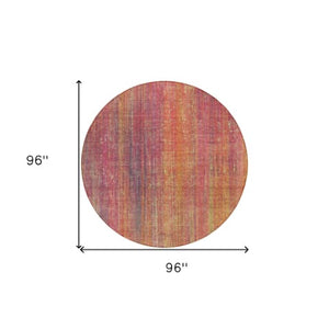 Homeroots 5' Blue Striped Washable Non-skid Area Rug - Perfect For Indoor & Outdoor Spaces, Stain Resistant Style 8' Round Polyester 562628