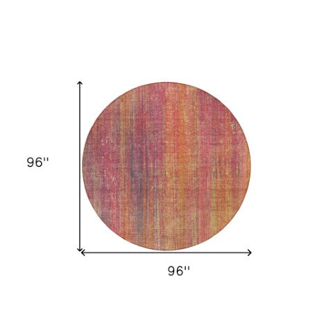 Homeroots 5' Blue Striped Washable Non-skid Area Rug - Perfect For Indoor & Outdoor Spaces, Stain Resistant Style 8' Round Polyester 562628