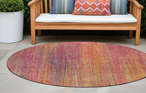 Homeroots 5' Blue Striped Washable Non-skid Area Rug - Perfect For Indoor & Outdoor Spaces, Stain Resistant Style 8' Round Polyester 562628