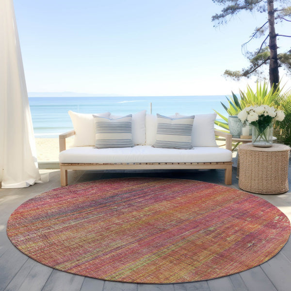 Homeroots 5' Blue Striped Washable Non-skid Area Rug - Perfect For Indoor & Outdoor Spaces, Stain Resistant Style 8' Round Polyester 562628