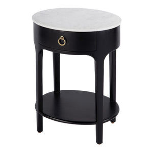 Butler Specialty Ellen Oval Marble And Wood Nightstand - Stylish Mid-century Design With Storage Shelf For Home Black Mango,Marble,Mdf 5626295-butler