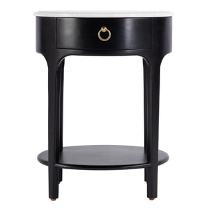 Butler Specialty Ellen Oval Marble And Wood Nightstand - Stylish Mid-century Design With Storage Shelf For Home Black Mango,Marble,Mdf 5626295-butler