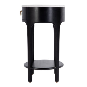 Butler Specialty Ellen Oval Marble And Wood Nightstand - Stylish Mid-century Design With Storage Shelf For Home Black Mango,Marble,Mdf 5626295-butler
