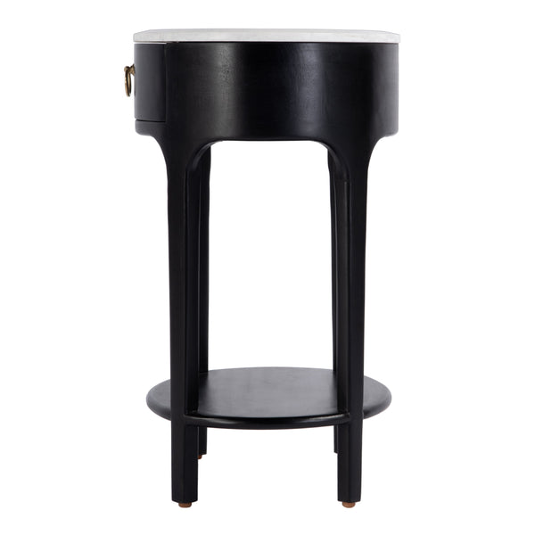 Butler Specialty Ellen Oval Marble And Wood Nightstand - Stylish Mid-century Design With Storage Shelf For Home Black Mango,Marble,Mdf 5626295-butler