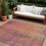 Homeroots 8' X 10' Red And Orange Striped Washable Non Skid Indoor Outdoor Area Rug Red Polyester 562629