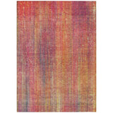 Homeroots 8' X 10' Red And Orange Striped Washable Non Skid Indoor Outdoor Area Rug Red Polyester 562629