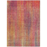 Homeroots 8' X 10' Red And Orange Striped Washable Non Skid Indoor Outdoor Area Rug Red Polyester 562629