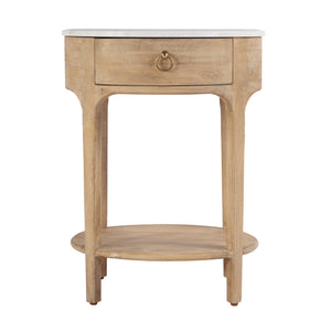 Butler Specialty Ellen Oval Marble And Wood Nightstand - Stylish Mid-century Design With Storage Shelf For Home Natural Mango,Marble,Mdf 5626312-butler