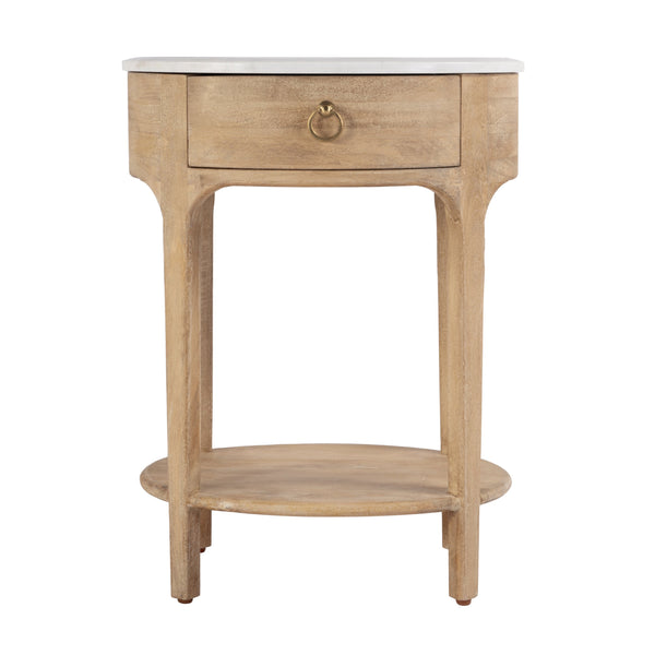 Butler Specialty Ellen Oval Marble And Wood Nightstand - Stylish Mid-century Design With Storage Shelf For Home Natural Mango,Marble,Mdf 5626312-butler