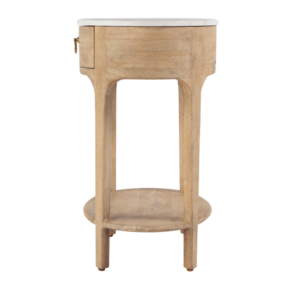 Butler Specialty Ellen Oval Marble And Wood Nightstand - Stylish Mid-century Design With Storage Shelf For Home Natural Mango,Marble,Mdf 5626312-butler