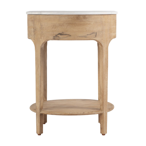 Butler Specialty Ellen Oval Marble And Wood Nightstand - Stylish Mid-century Design With Storage Shelf For Home Natural Mango,Marble,Mdf 5626312-butler