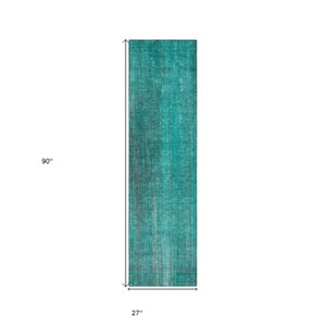 Homeroots 5' Blue Striped Washable Non-skid Area Rug - Perfect For Indoor & Outdoor Spaces, Stain Resistant Style Teal Polyester 562633